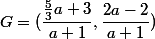G=(\dfrac{\frac53a+3}{a+1},\dfrac{2a-2}{a+1})